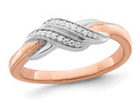 14K White and Rose Gold Ring with Accent Diamonds